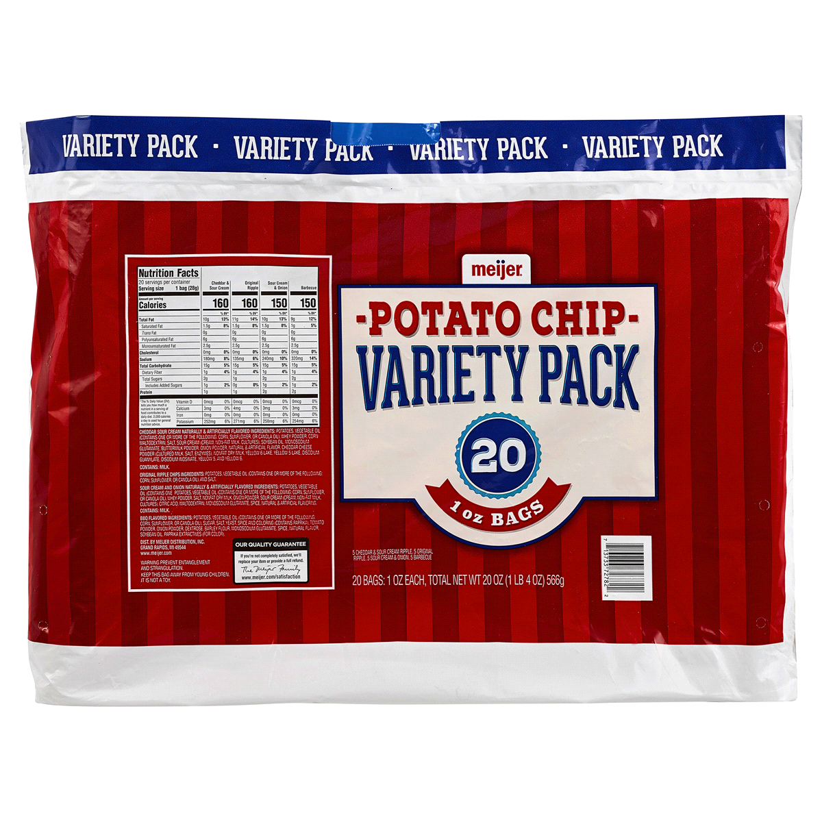 slide 2 of 2, Meijer Potato Chips Variety Pack, 20 ct