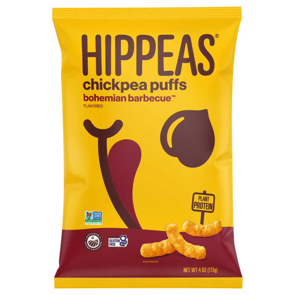 slide 1 of 3, Hippeas Chkpea Puff Bohemian Bbq, 4 oz