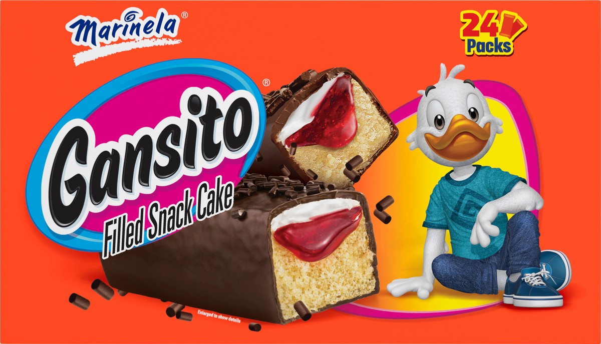 slide 4 of 9, Marinela Gansito Strawberry Filled Snack Cake, 24 packs, Chocolate Flavored Covered Snack Cakes, 42.24 oz Multipack, 24 ct