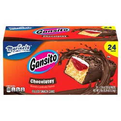 Marinela Gansito Strawberry Filled Snack Cake, 24 packs, Chocolate Flavored Covered Snack Cakes, 42.24 oz Multipack