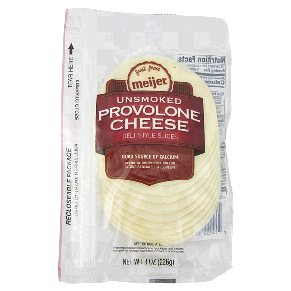 slide 1 of 1, Meijer Sliced Unsmoked Provolone Cheese, 8 oz
