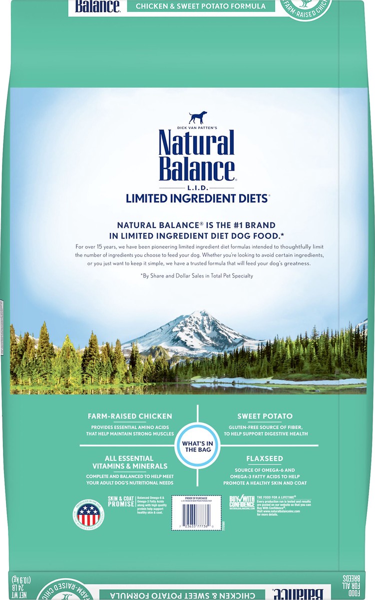 slide 5 of 7, Natural Balance L.I.D. Limited Ingredient Diets Grain Free Chicken & Sweet Potato Formula Dog Food 24 lb, 24 lb