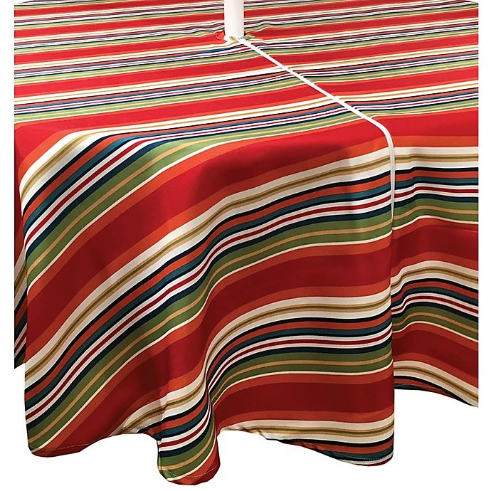 Destination Summer Mystic Stripe Round Indoor/Outdoor Tablecloth with ...