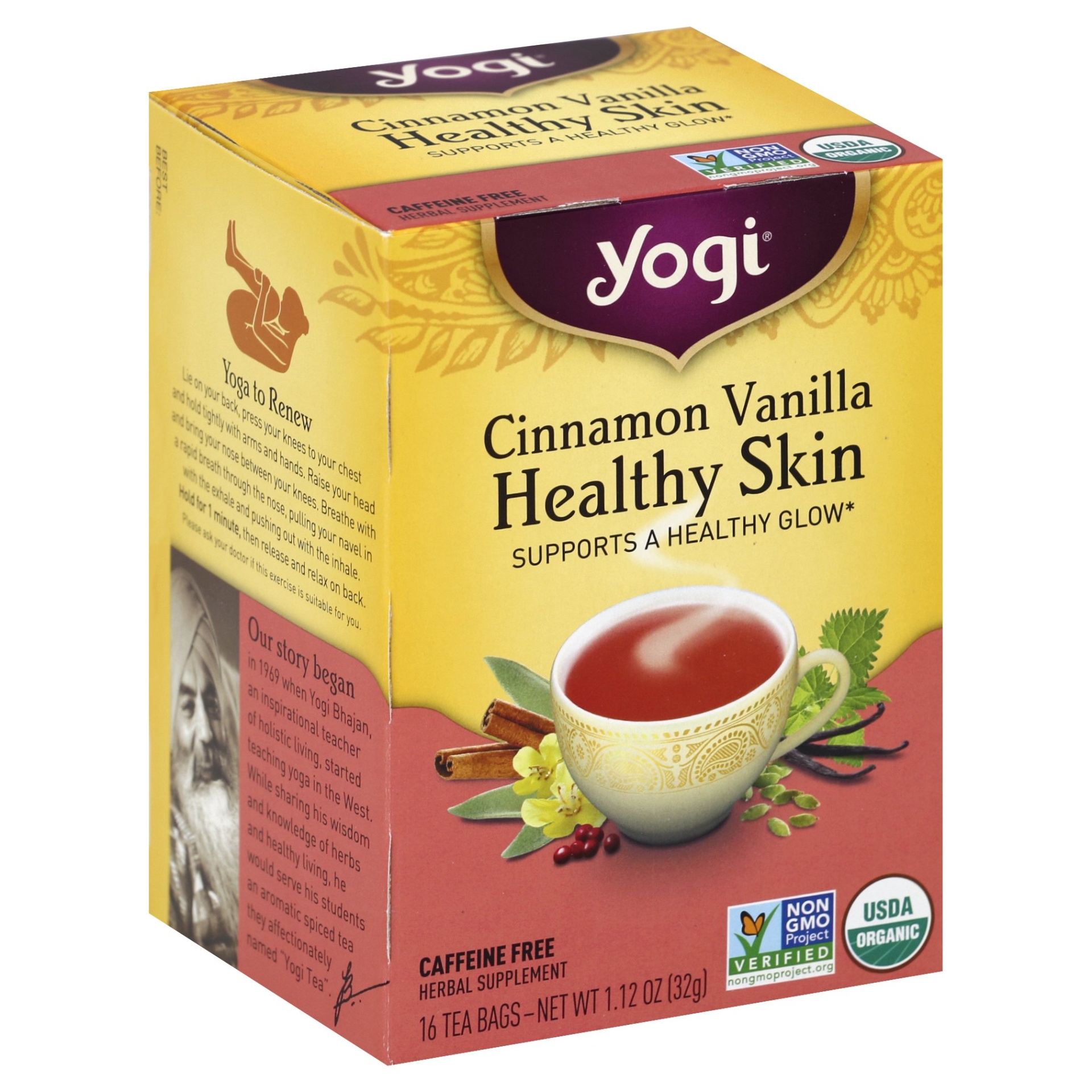slide 1 of 25, Yogi Cinnamon Vanilla Healthy Skin Tea, 16 ct