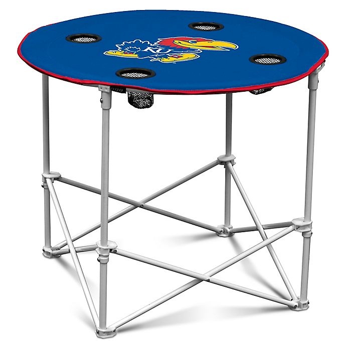 slide 1 of 1, NCAA University of Kansas Round Collapsible Table, 1 ct