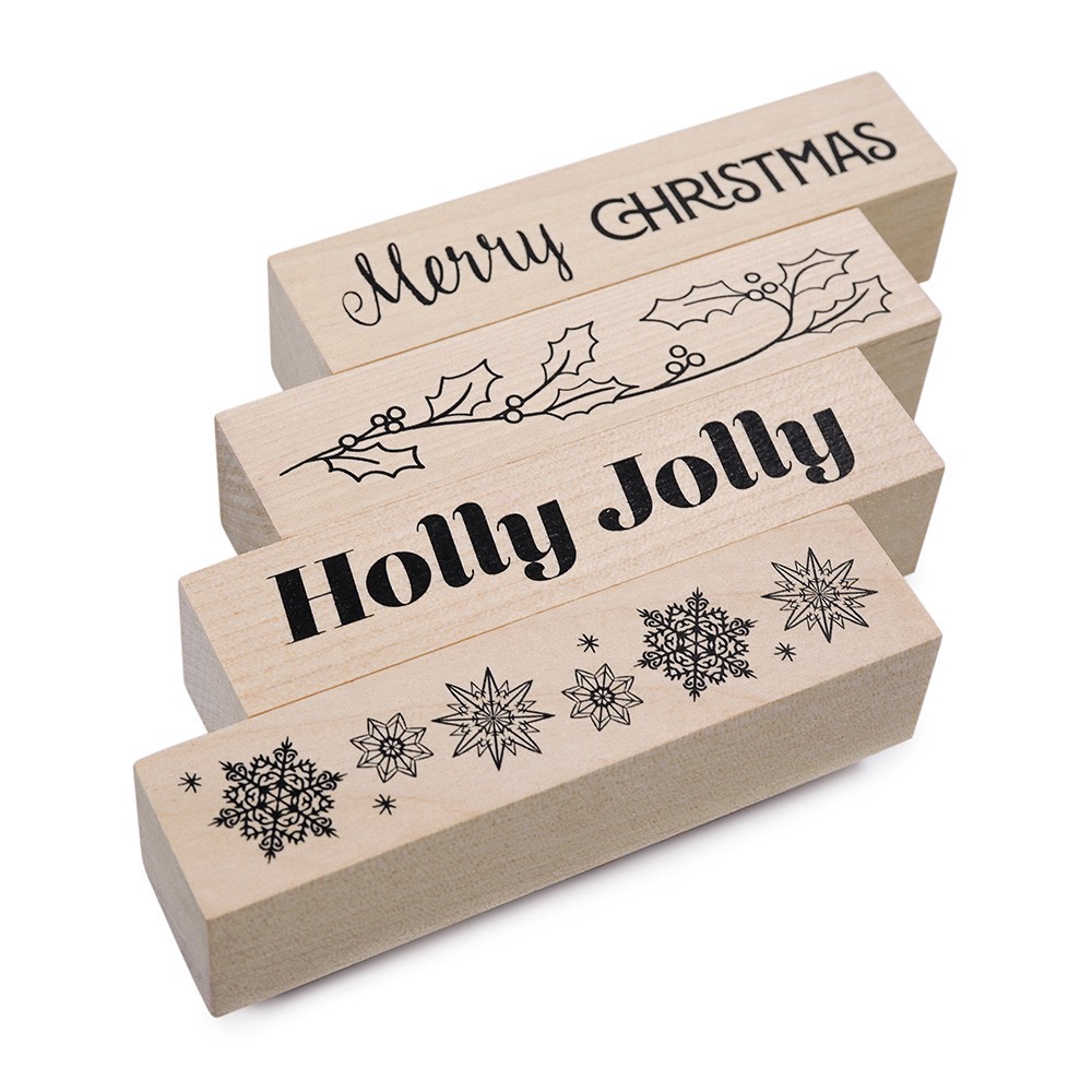 slide 2 of 3, Holly Jolly Wood Stamp Set By Recollections, 2 in x 1 in x 3 in