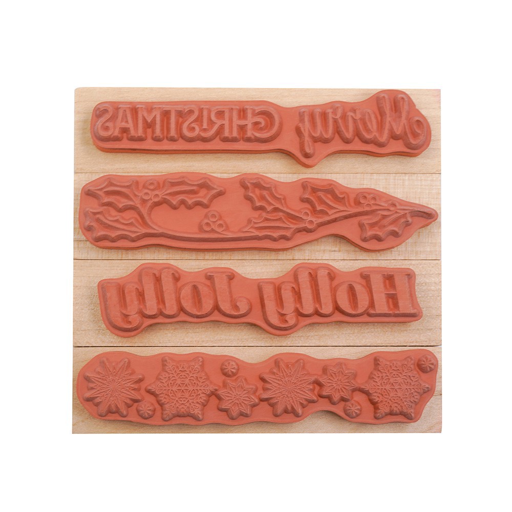 slide 3 of 3, Holly Jolly Wood Stamp Set By Recollections, 2 in x 1 in x 3 in