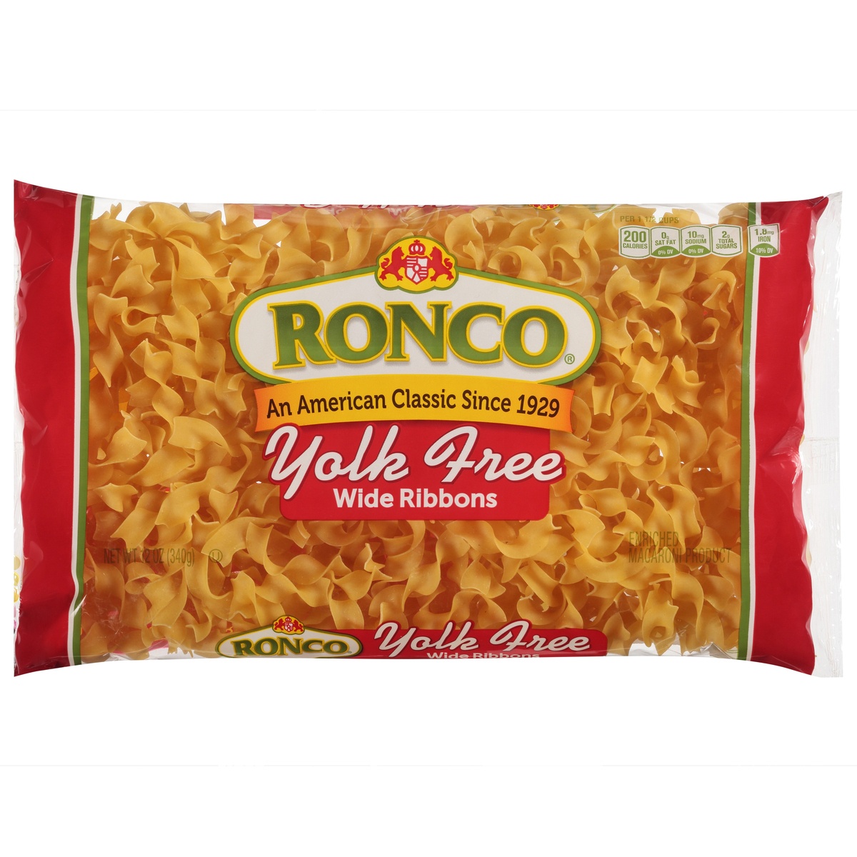 slide 1 of 1, Ronco No Yolk Wide Noodles, 12 oz