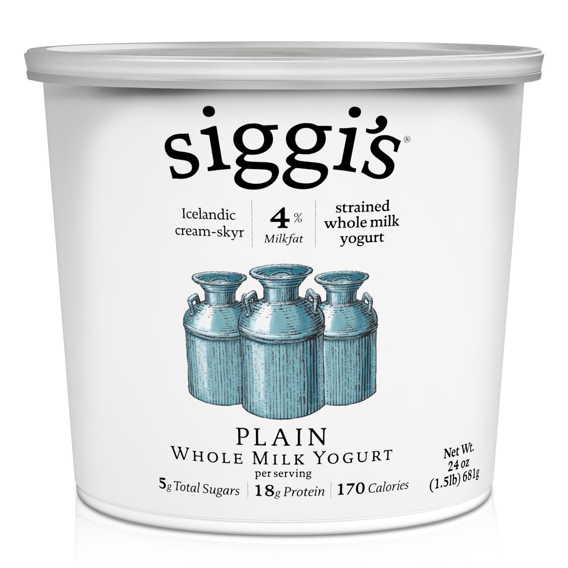 slide 1 of 3, Siggi's Icelandic Skyr Whole Milk Yogurt, Plain, 24 fl oz