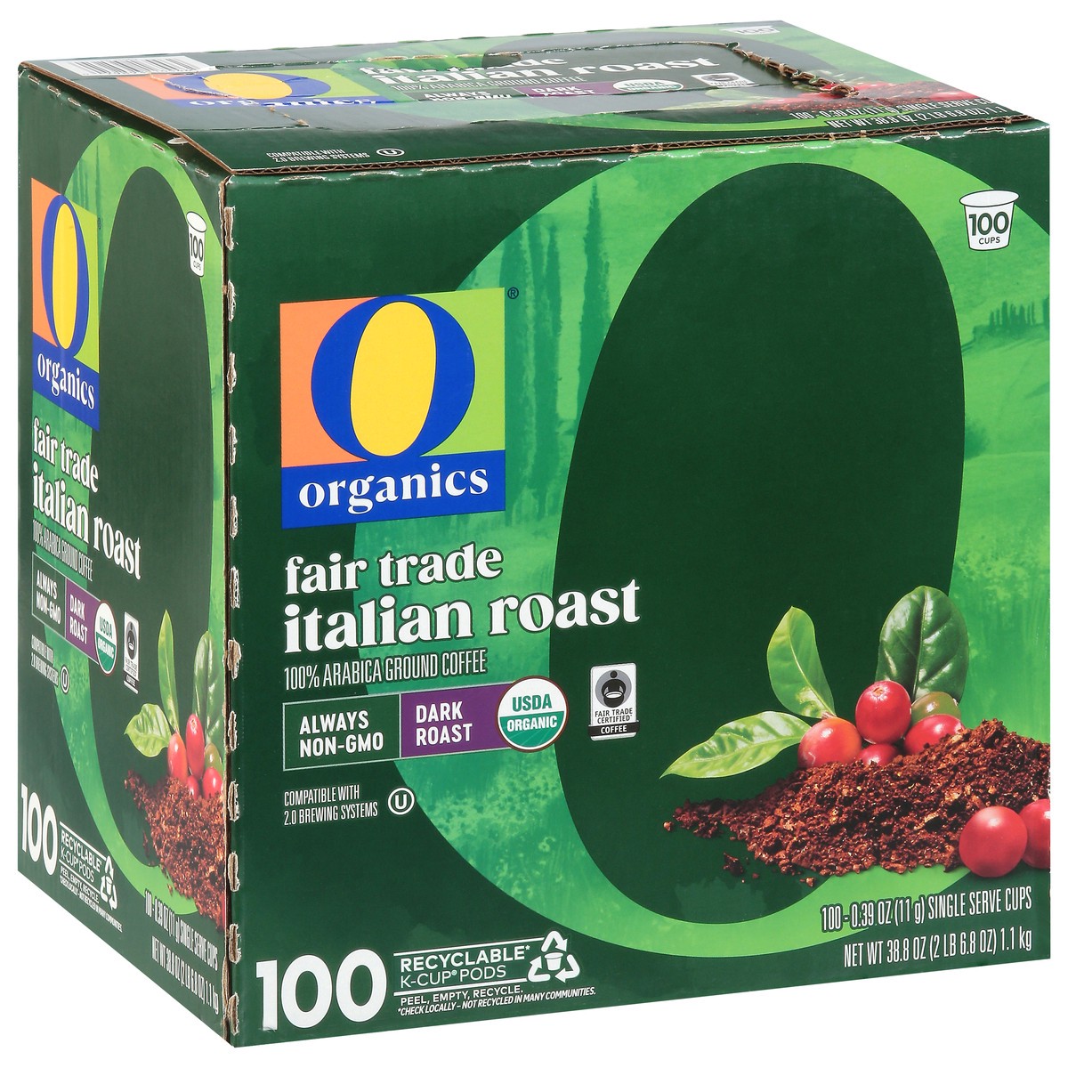 slide 8 of 14, O Organic Italian Roast Coffee Pods 100 Ct - 100 Ct, 100 ct
