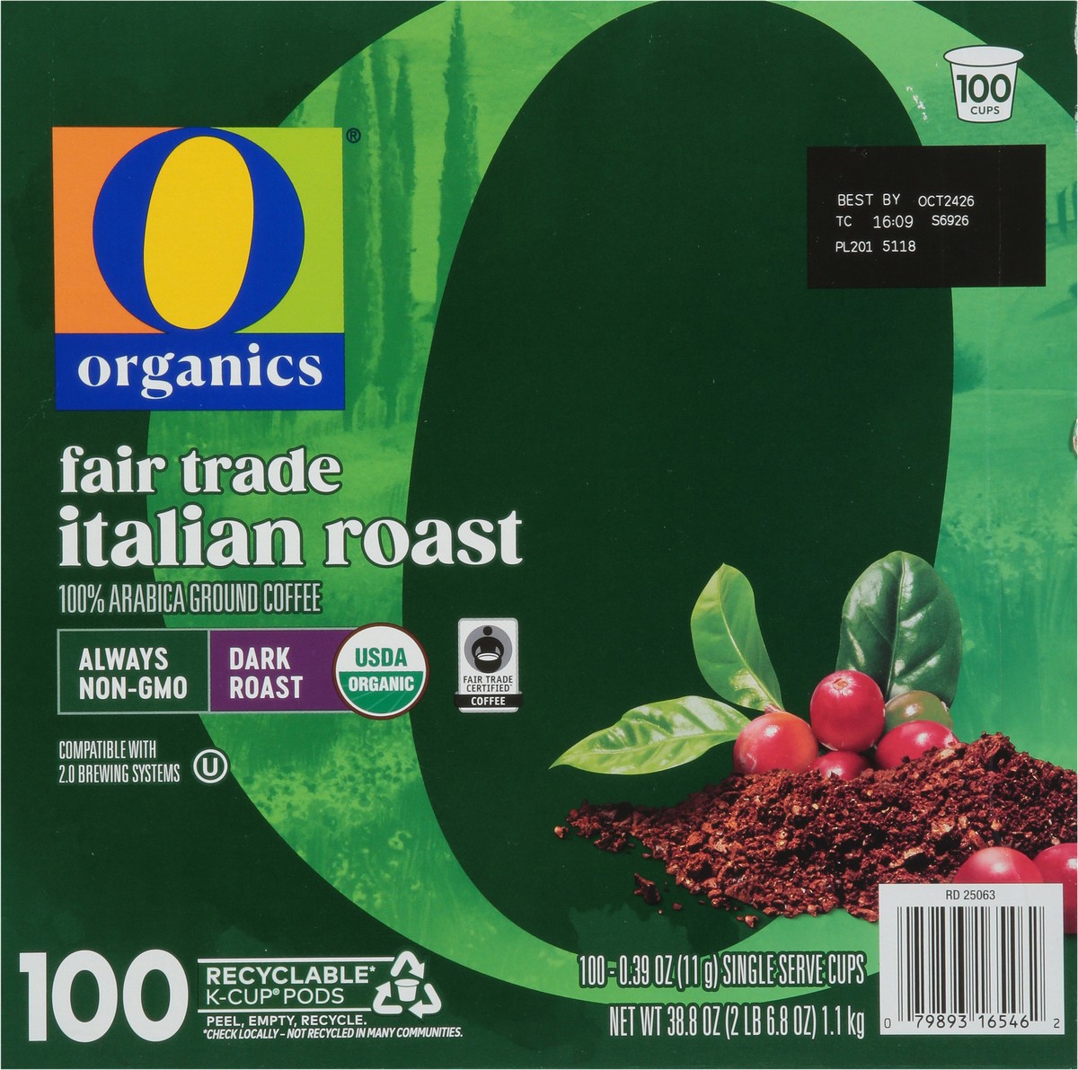 slide 13 of 14, O Organic Italian Roast Coffee Pods 100 Ct - 100 Ct, 100 ct