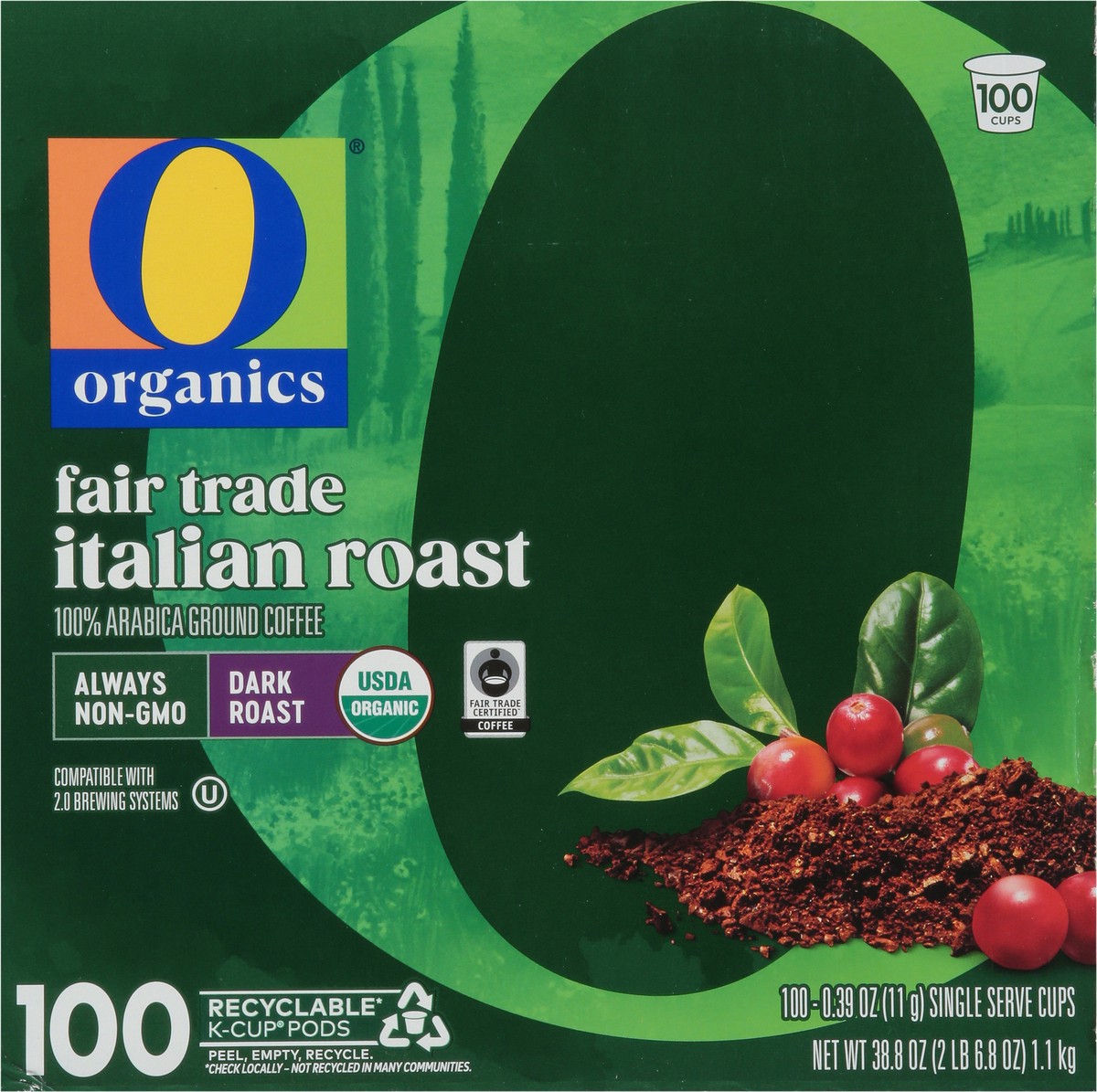 slide 14 of 14, O Organic Italian Roast Coffee Pods 100 Ct - 100 Ct, 100 ct