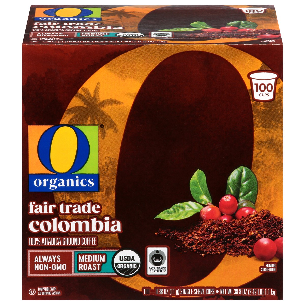 slide 2 of 4, O Organic Colombia Coffee Pods 100 Ct - 100 Ct, 100 ct