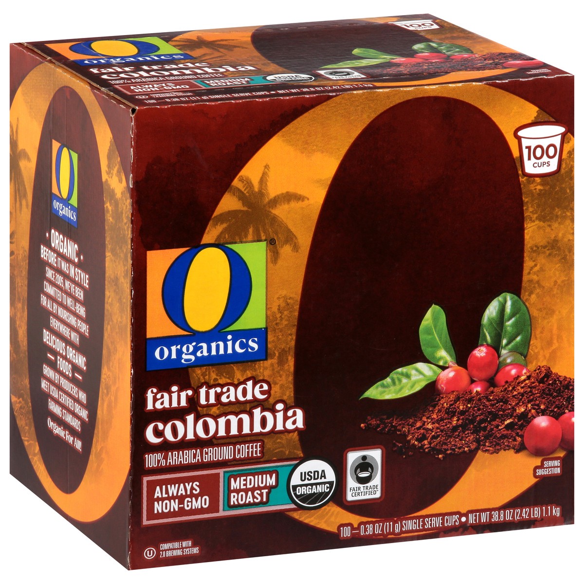 slide 4 of 4, O Organic Colombia Coffee Pods 100 Ct - 100 Ct, 100 ct
