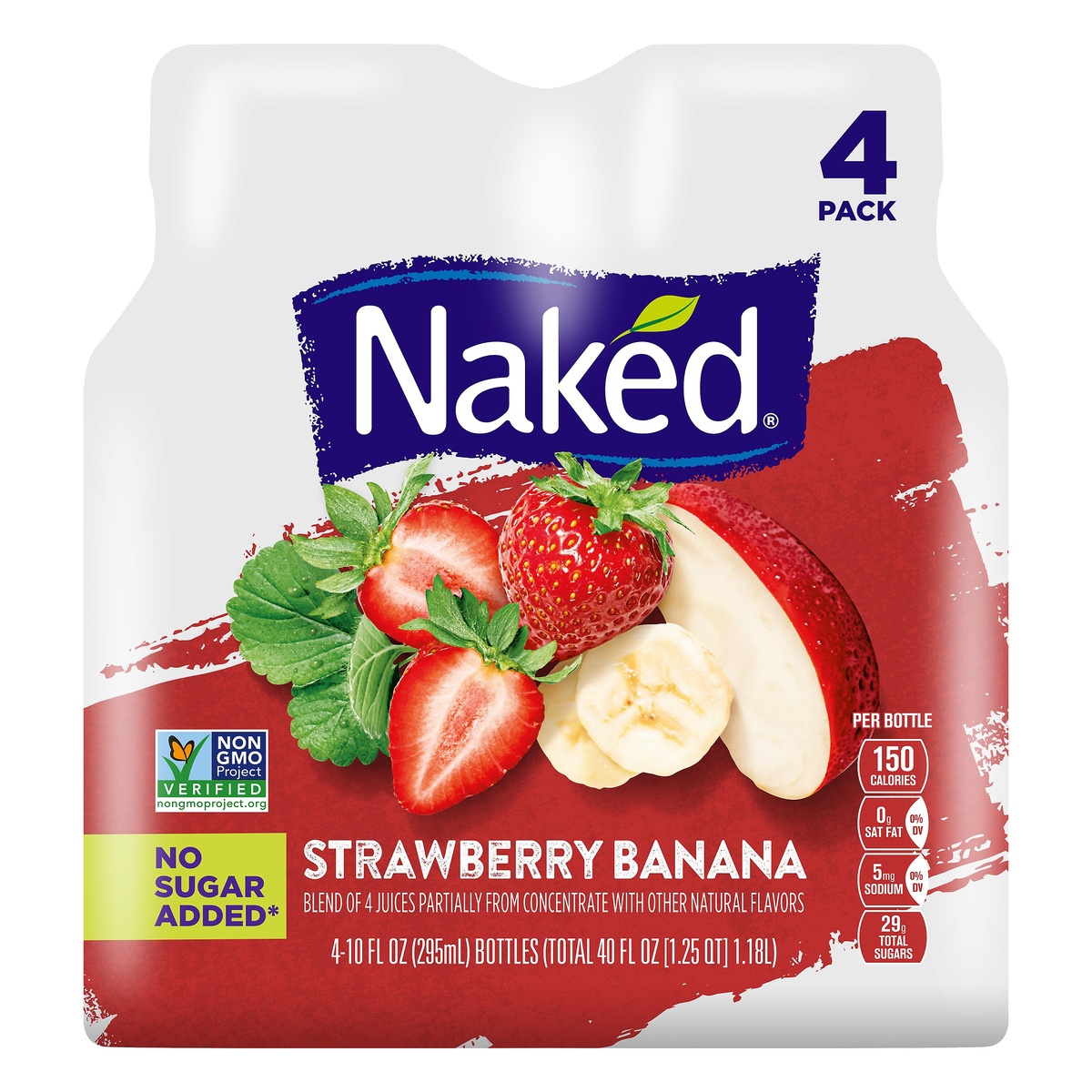 slide 1 of 2, Naked Juice Blend Strawberry Banana 10 Fl Oz 4 Count, 4 ct; 10 fl oz