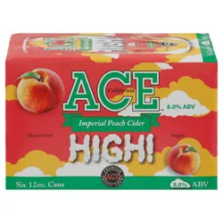 Ace High! California Imperial Peach Cider Beer - 6 x 12 fl oz Cans