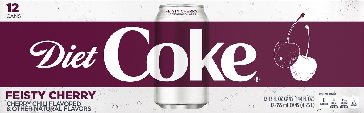 slide 1 of 9, Diet Coke 12 Pack Feisty Cherry Cola 12 ea - 12 ct, 12 ct