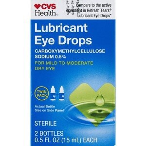 slide 1 of 1, CVS Health Lubricant Eye Drops Twinpack, .5 Fl Oz, 1 oz