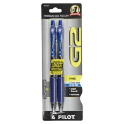 Pilot G2 Fine 0.7 mm Blue Ink Gel Pen 2 ea