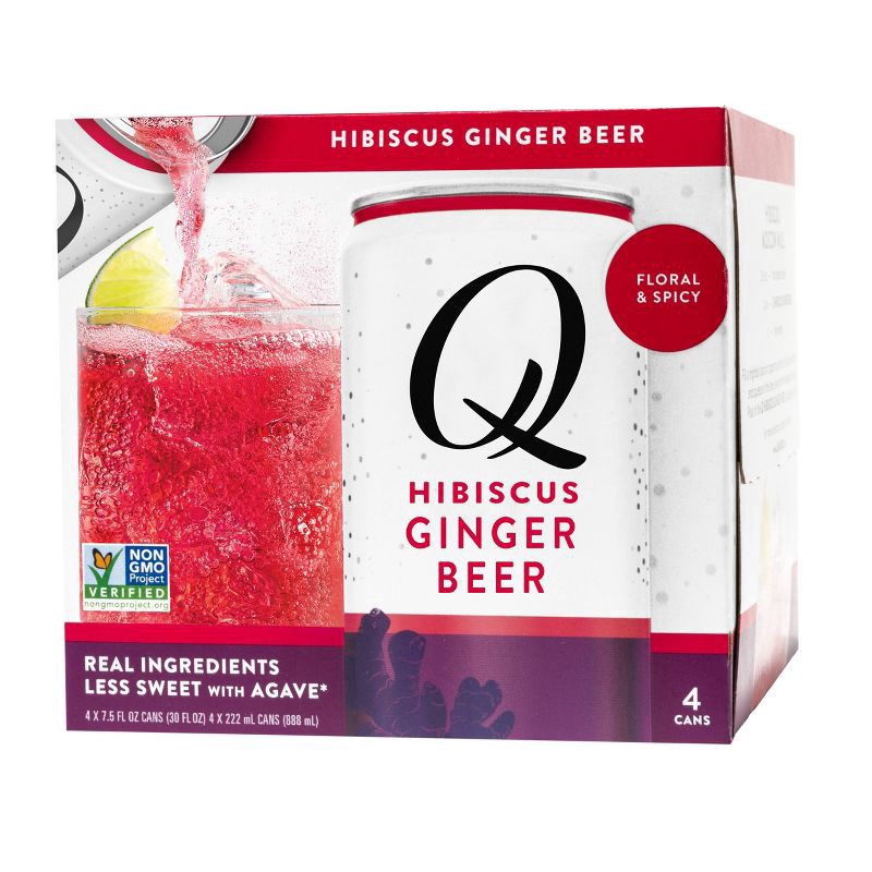 slide 1 of 1, Q Drinks Mixers Premium Hibiscus Ginger Beer 4pk-7.5oz, 4 ct
