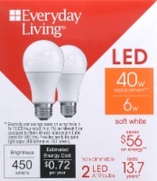 slide 1 of 1, Everyday Living Led A19 6W, 2 ct