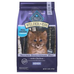 Blue Buffalo Wilderness Natural Kitten Dry Cat Food, with DHA and ARA, High-Protein and Grain-Free Diet, Chicken, 4-lb. Bag