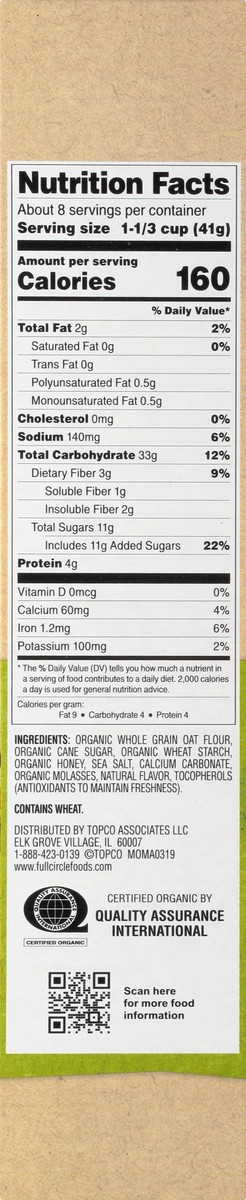 slide 8 of 12, Full Circle Market Organic Toasted Oats Honey Nut Cereal 12.25 oz, 12.25 oz