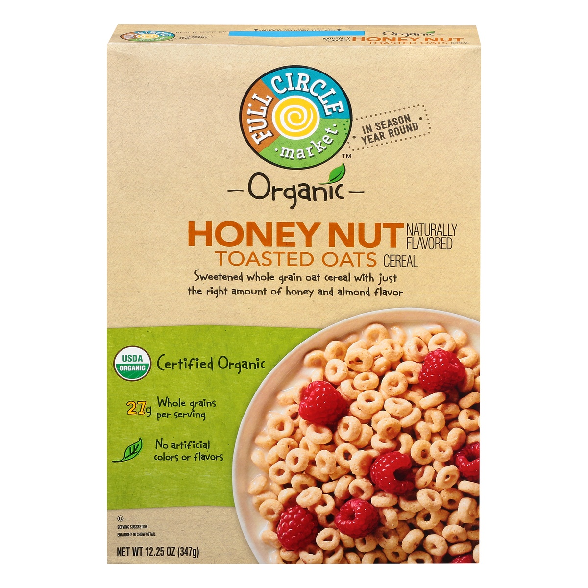 slide 1 of 1, Full Circle Market Honey Nut Toasted Oats Cereal, 12 oz