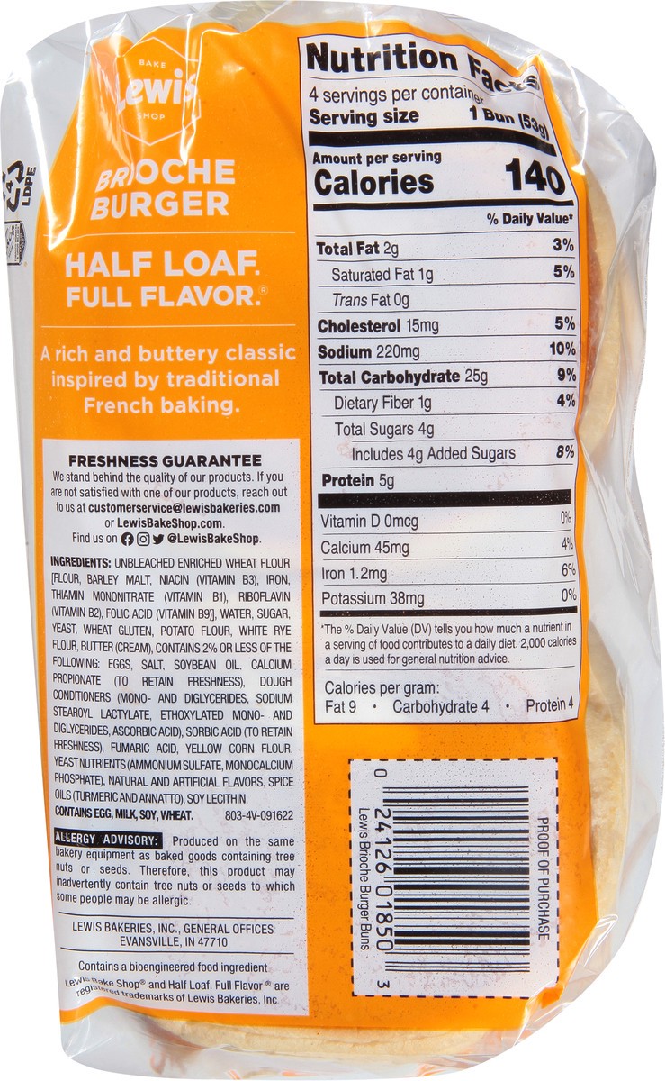 slide 2 of 9, Lewis Bakeries Special Recipe Brioche Burger Buns 1/2 Pack 7.5 oz, 7.5 oz