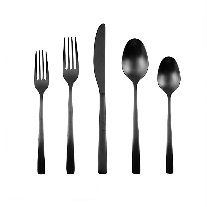 slide 1 of 4, Fiesta Spark Black Flatware Set, 20 ct