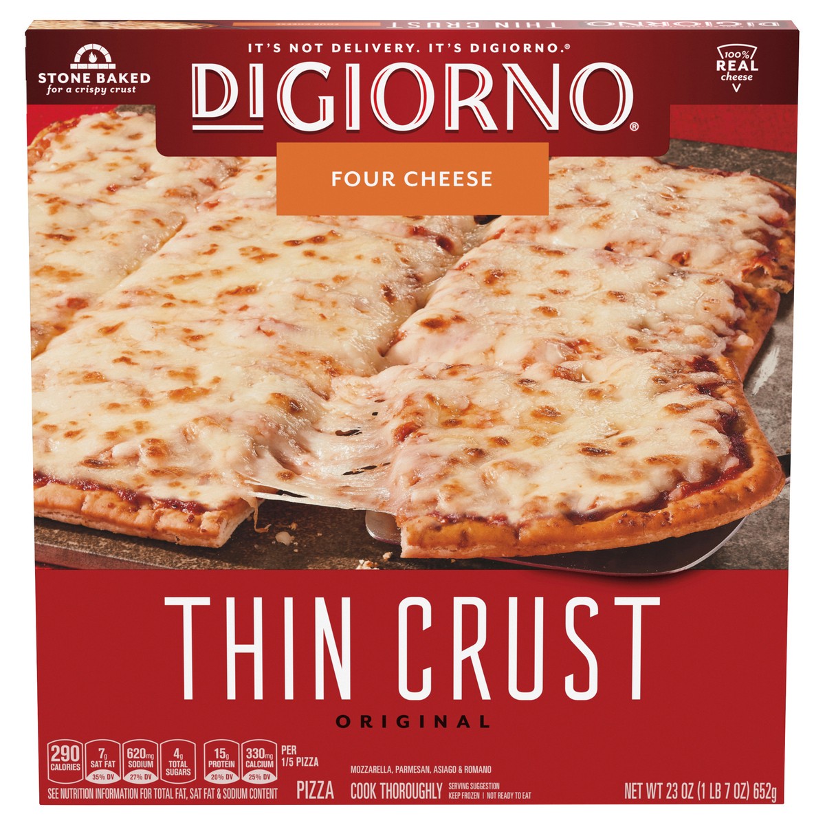 slide 4 of 12, DIGIORNO Frozen Pizza - Four Cheese Pizza - Original Thin Crust Pizza, 1 ct