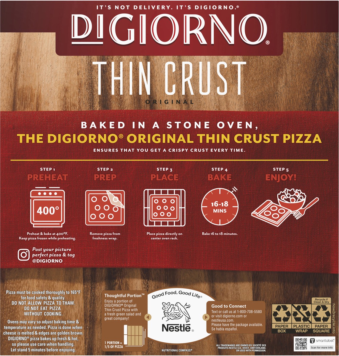 slide 11 of 12, DIGIORNO Frozen Pizza - Four Cheese Pizza - Original Thin Crust Pizza, 1 ct