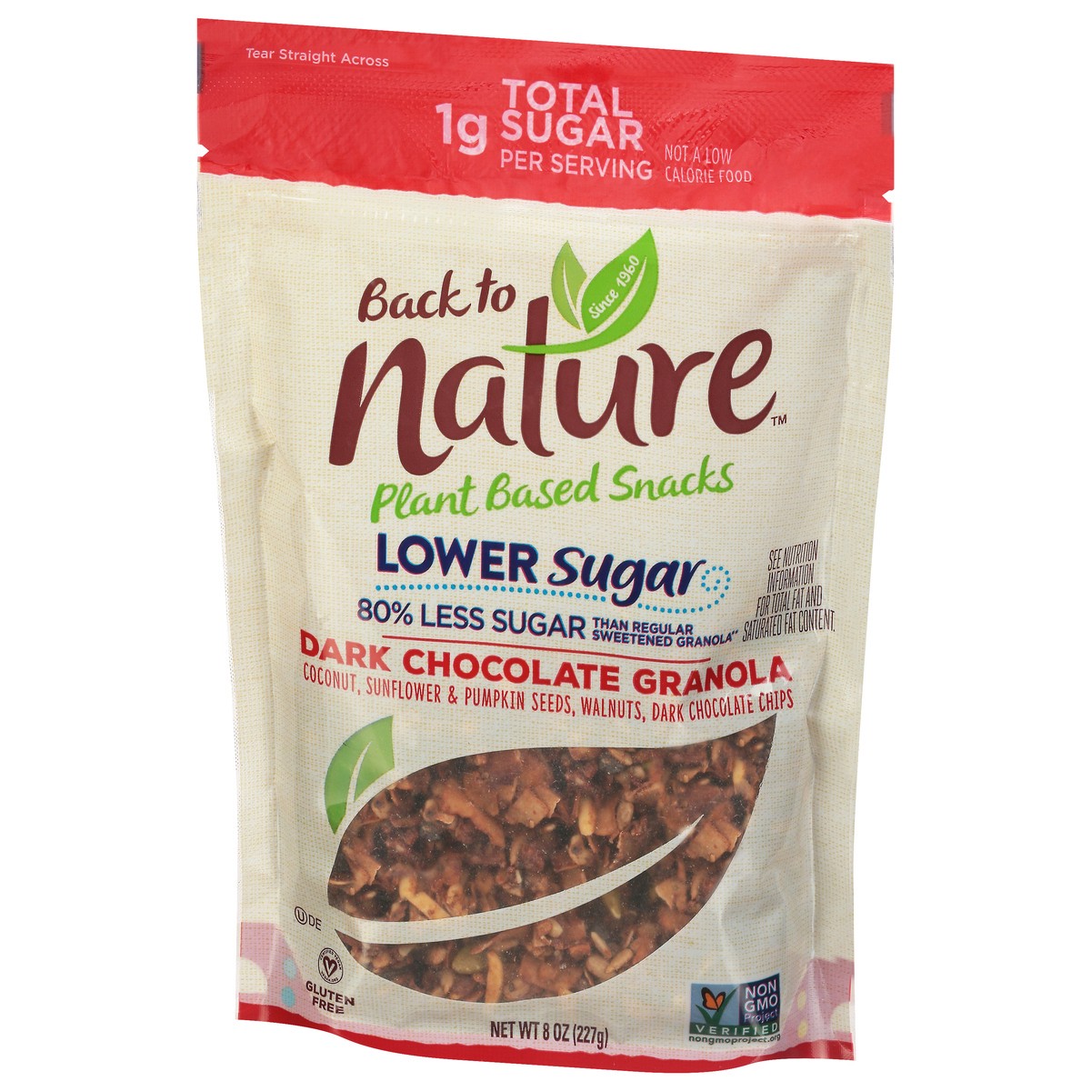 slide 3 of 9, Back to Nature Lower Sugar Dark Chocolate Granola 8 oz, 8 oz
