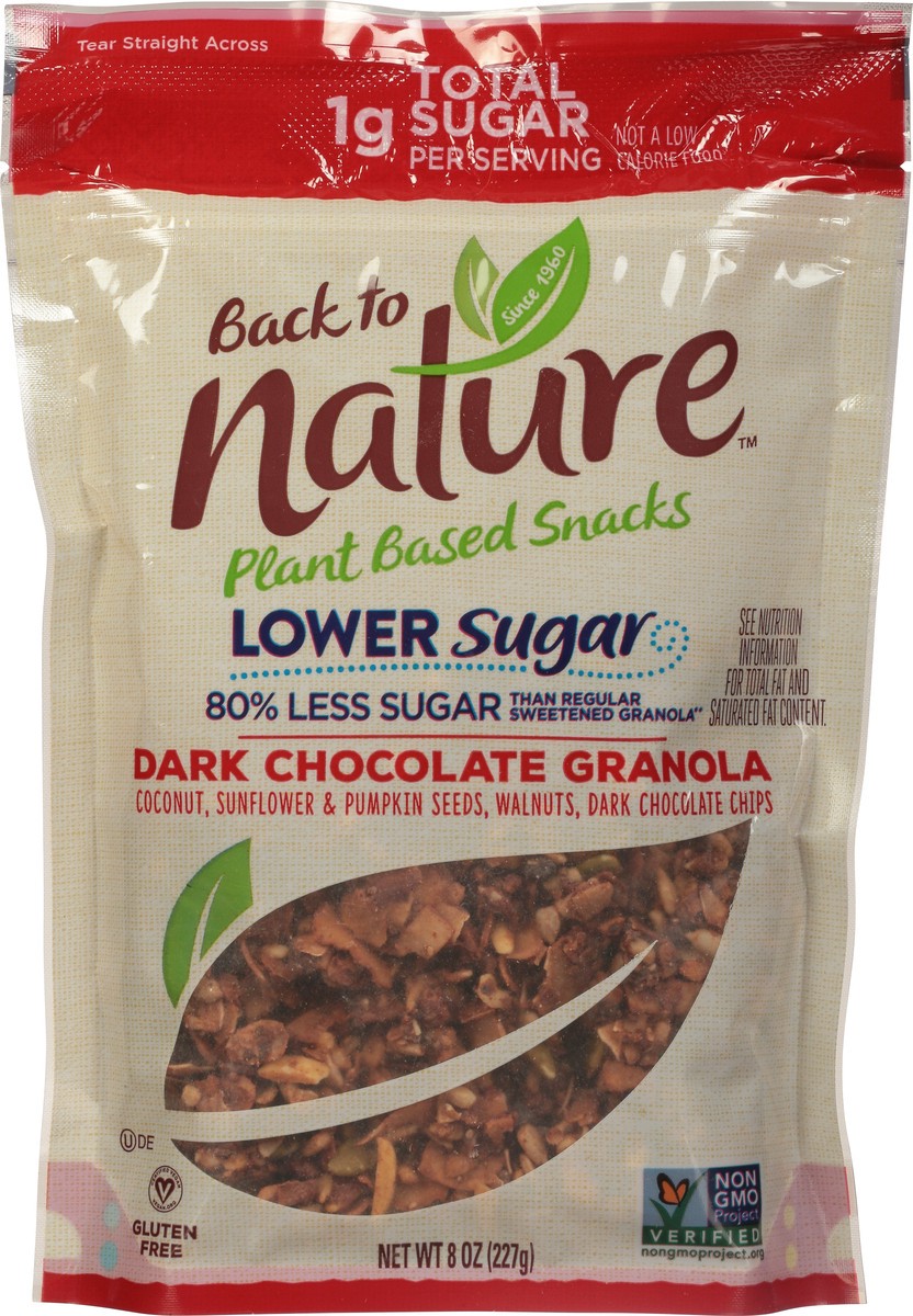 slide 6 of 9, Back to Nature Lower Sugar Dark Chocolate Granola 8 oz, 8 oz