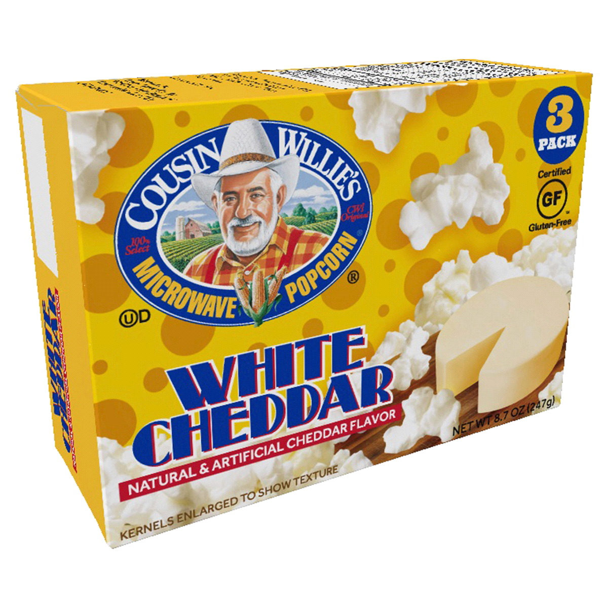 slide 1 of 1, Cousin Willie's Microwave White Cheddar Popcorn, 8.7 oz