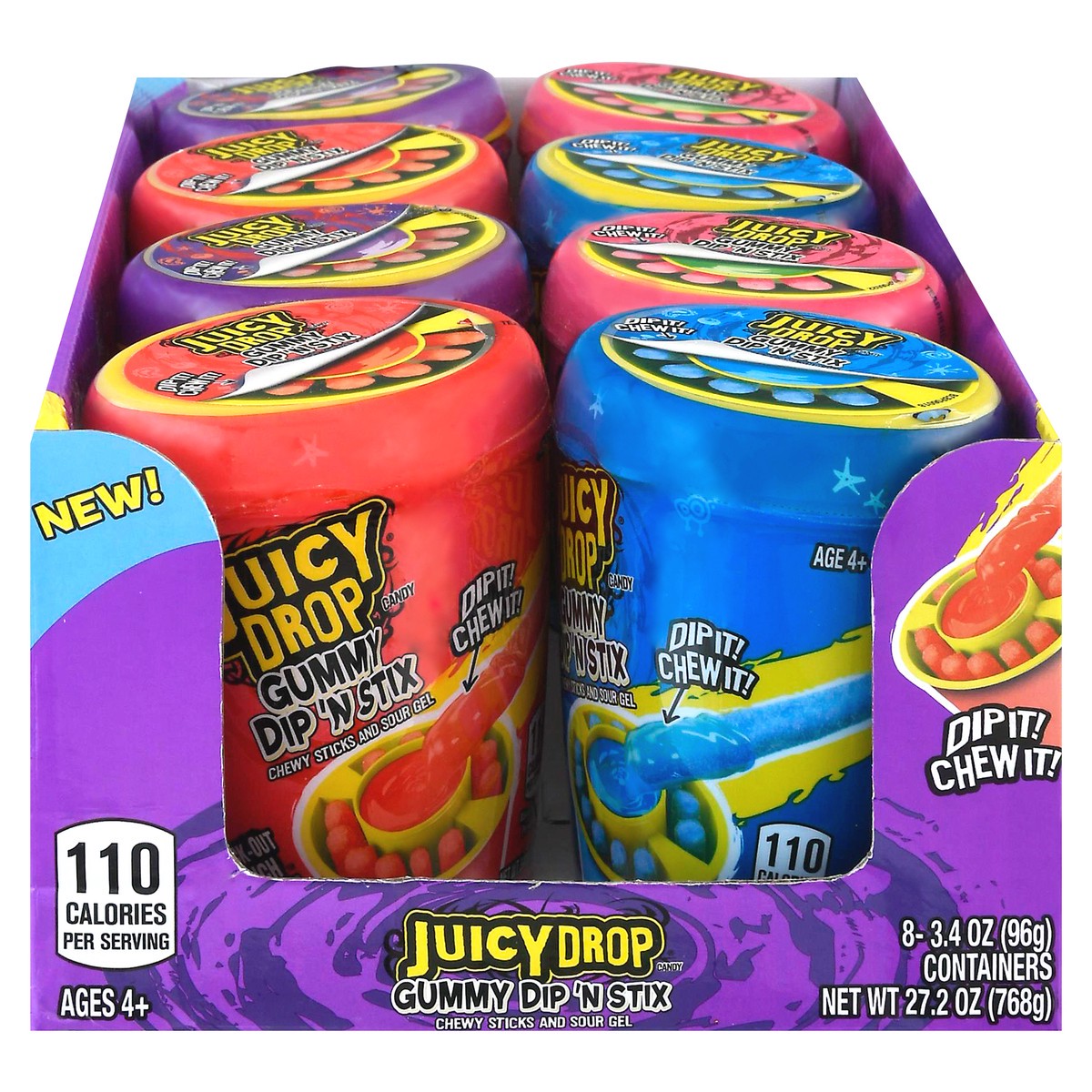 Juicy Drop Gummy Dip 'N Stix Chewy Sticks and Sour Gel Candy 8 - 3.4 oz ...