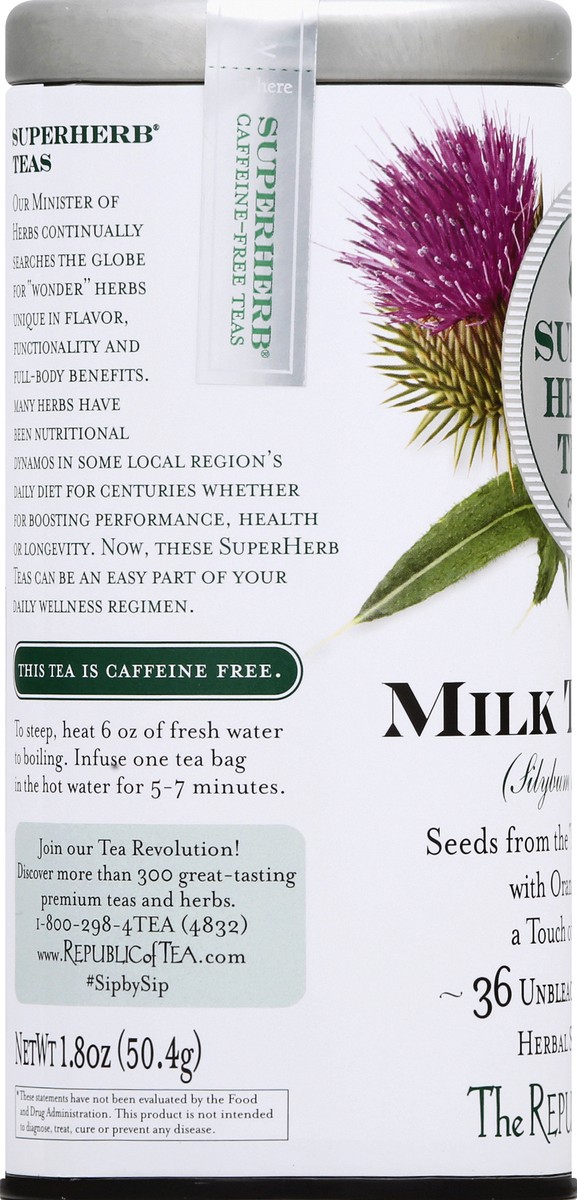slide 7 of 9, The Republic of Tea Organic Milk Thistle SuperHerb Tea, 36 ct