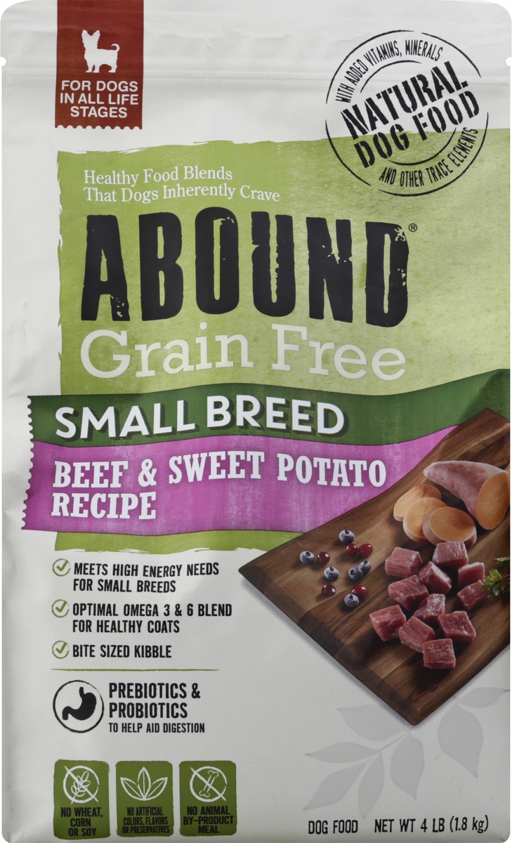 slide 3 of 12, Abound Small Breed Beef & Sweet Potato Recipe Dry Adult Dog Food, 4 lb