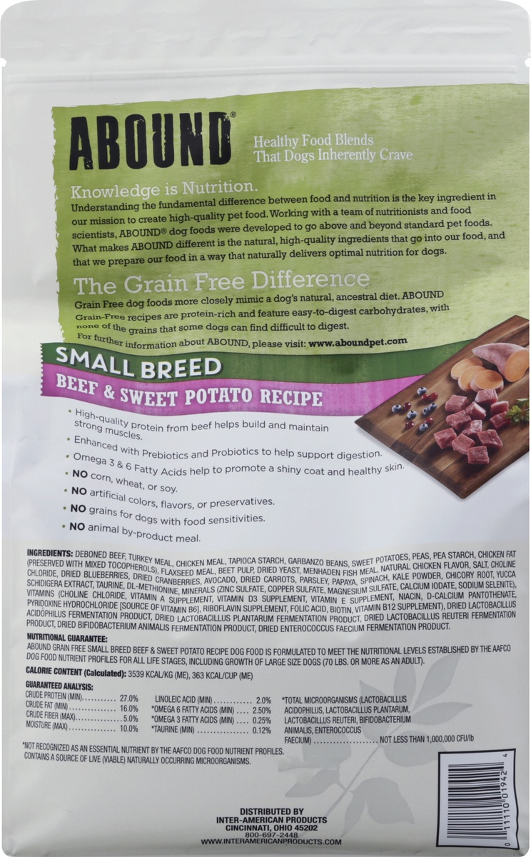 slide 9 of 9, Abound Small Breed Beef & Sweet Potato Recipe Dry Dog Food, 4 lb