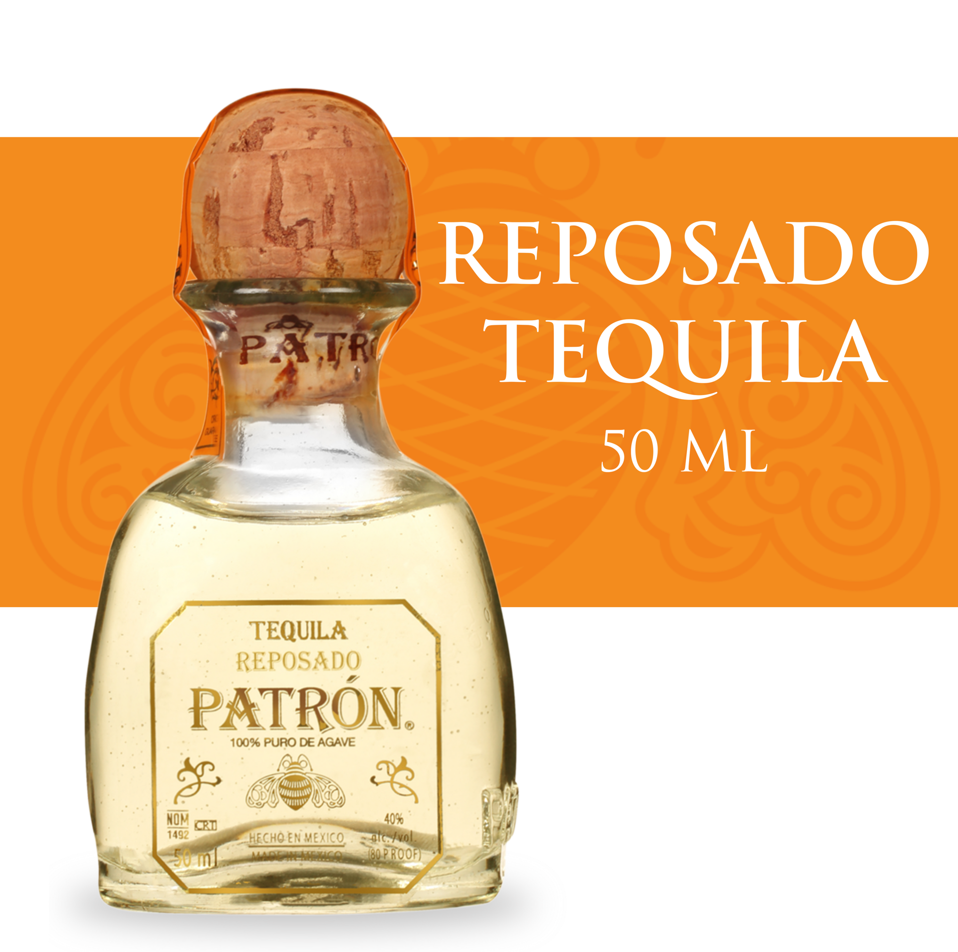 slide 1 of 5, Patrón Reposado Tequila 40% 5Cl/50Ml, 50 ml