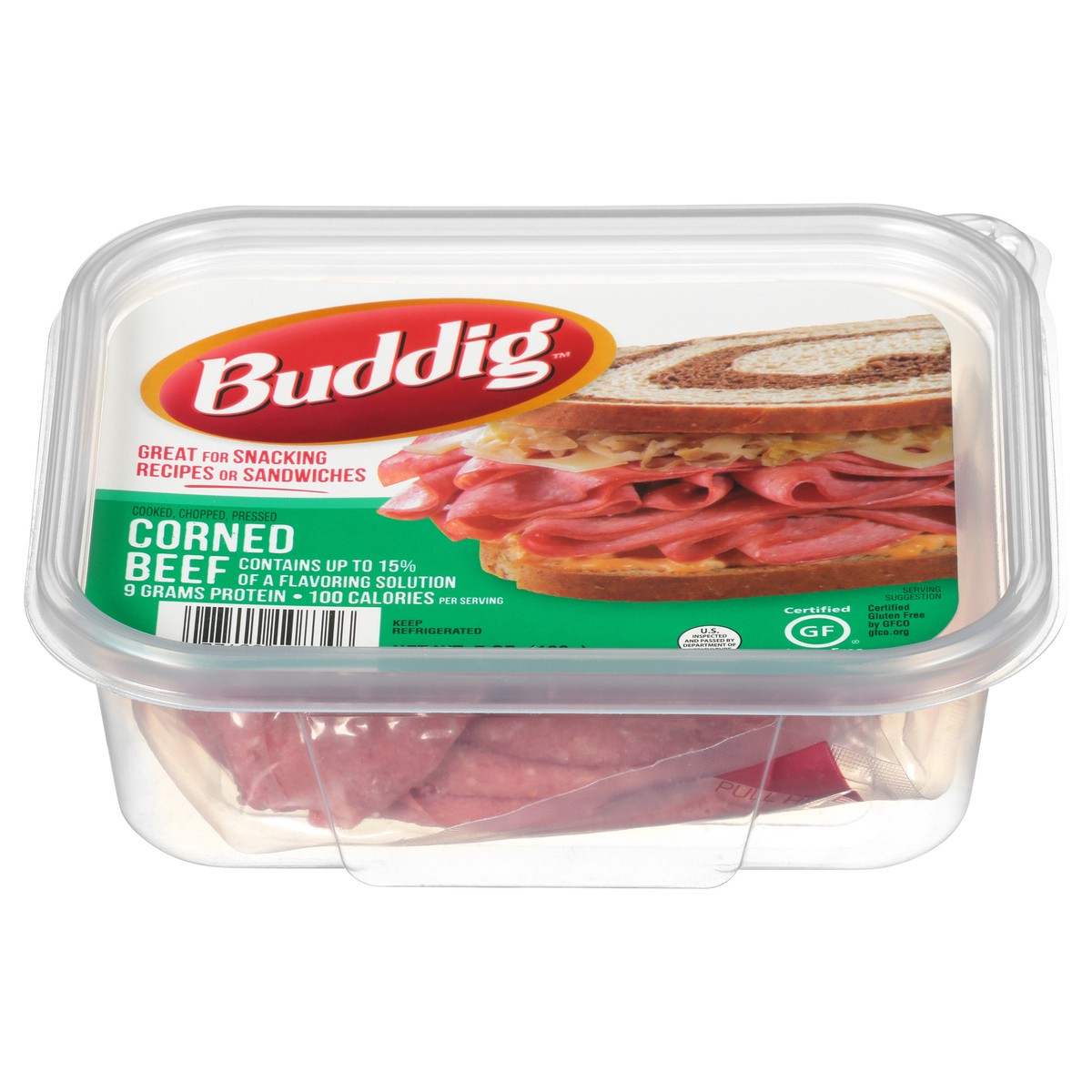 slide 1 of 8, Buddig Tub Corned Beef, 7 oz
