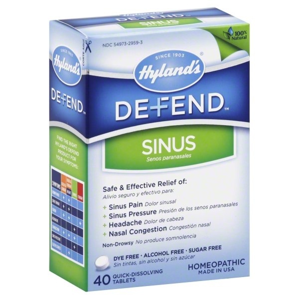 slide 1 of 1, Hyland's Defend Sinus Quickdissolving Tablets, 40 ct