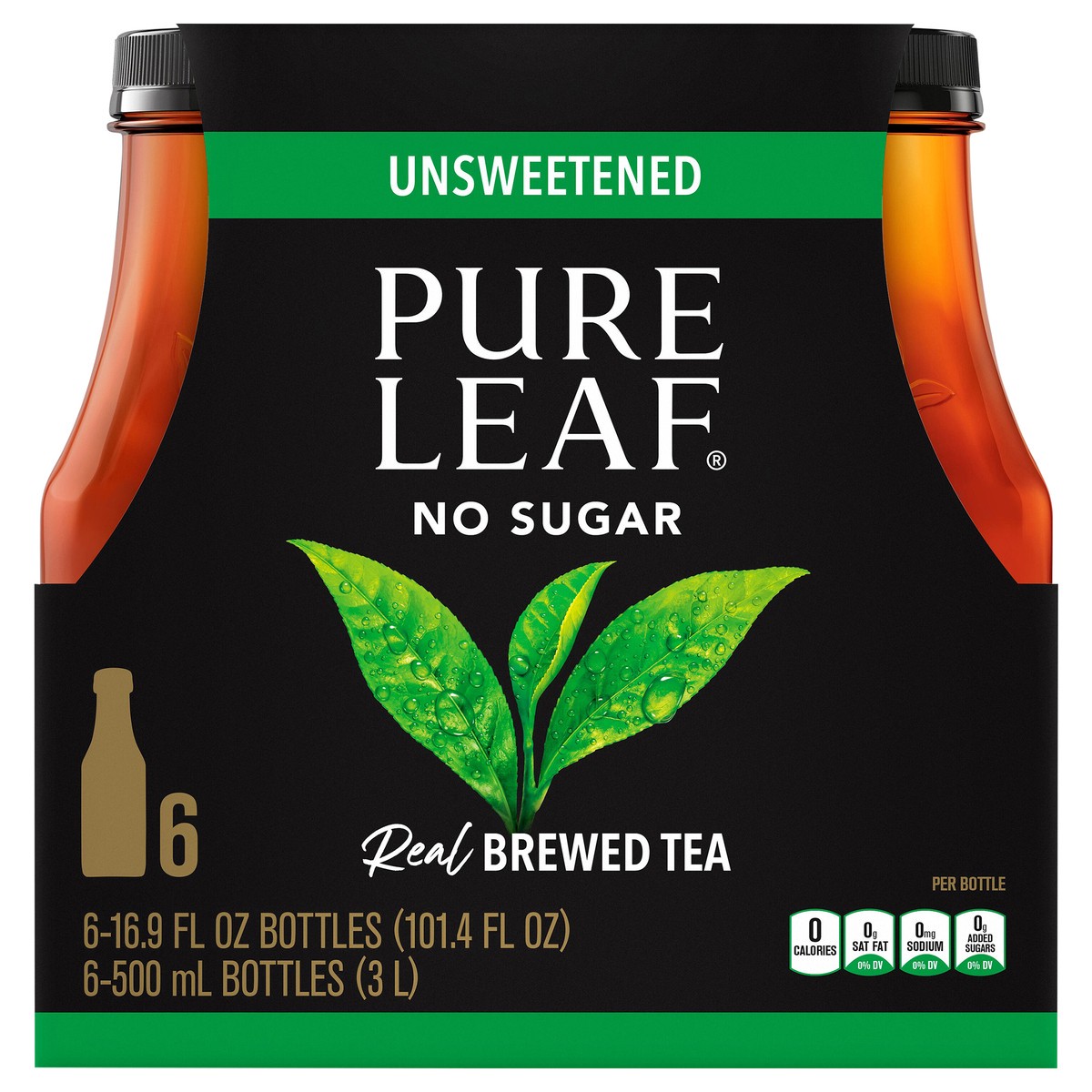slide 1 of 1, Pure Leaf Real Brewed Tea Unsweetened Black Tea 16.9 Fl Oz 6 Count, 6 ct; 16.9 fl oz