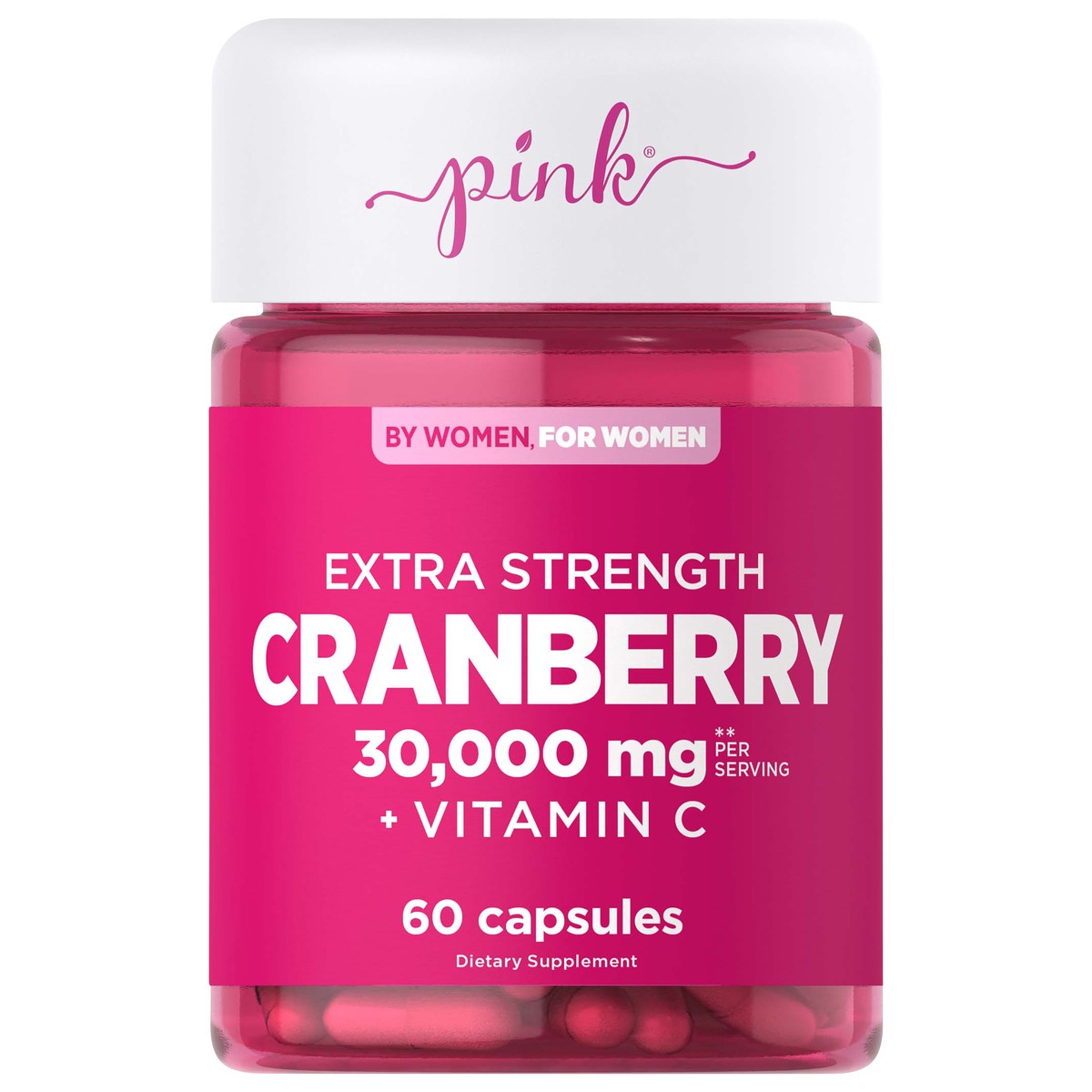 slide 1 of 5, Pink Be Well Cranberry Vitamin C+Hibiscus Veggie Capsules, 60 ct