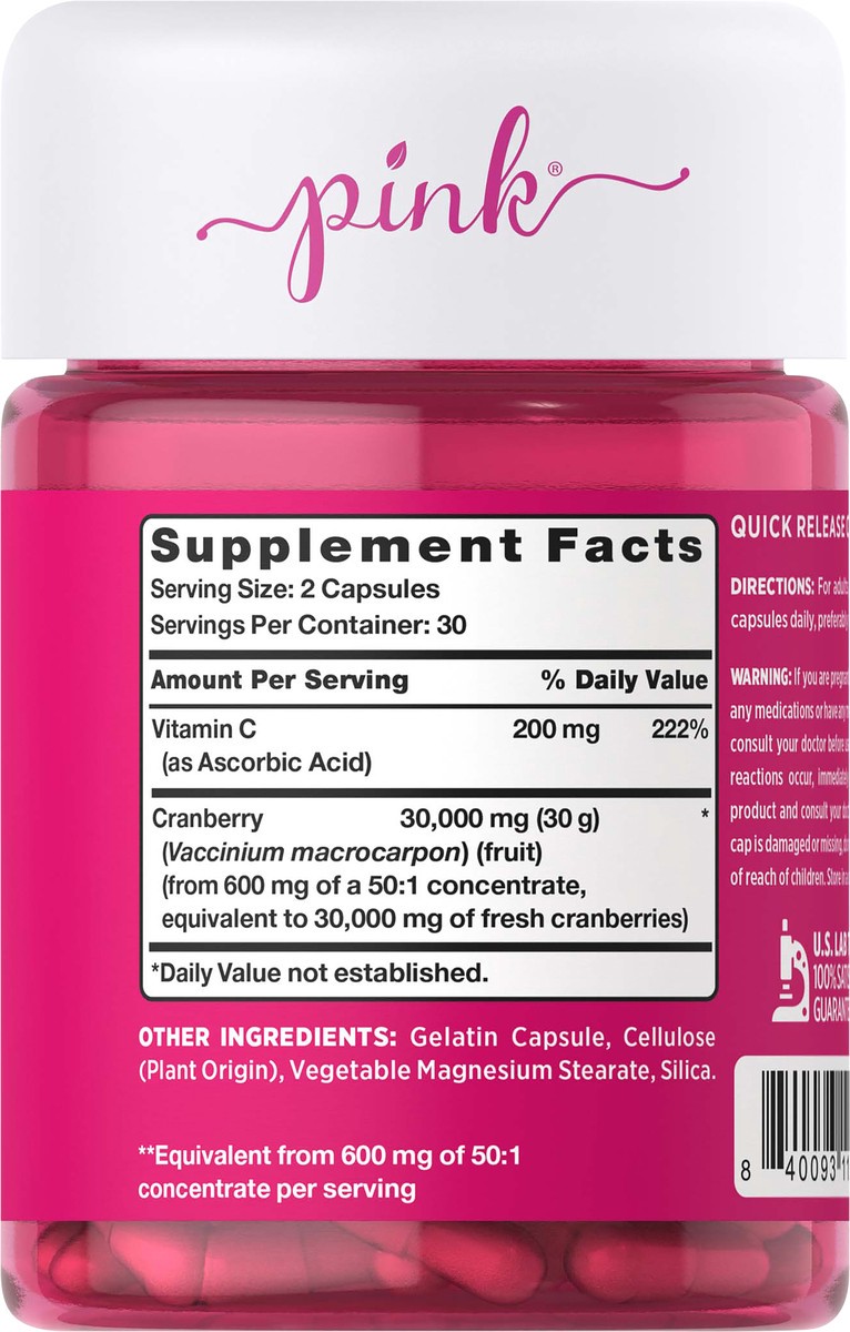 slide 5 of 5, Pink Be Well Cranberry Vitamin C+Hibiscus Veggie Capsules, 60 ct