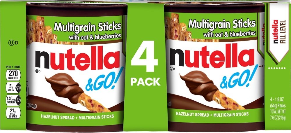 slide 1 of 1, Nutella & Go! Hazelnut Spread & Multigrain Sticks, 4 ct