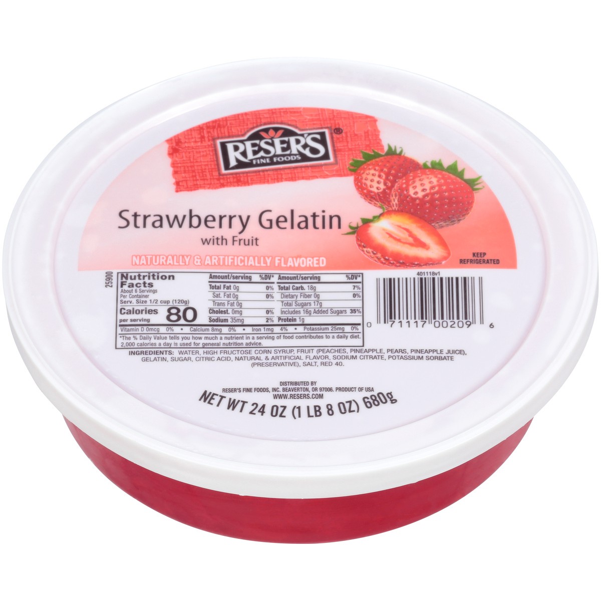 slide 3 of 11, Reser's Fine Foods Strawberry Gelatin with Fruit 24 oz. Tub, 24 oz