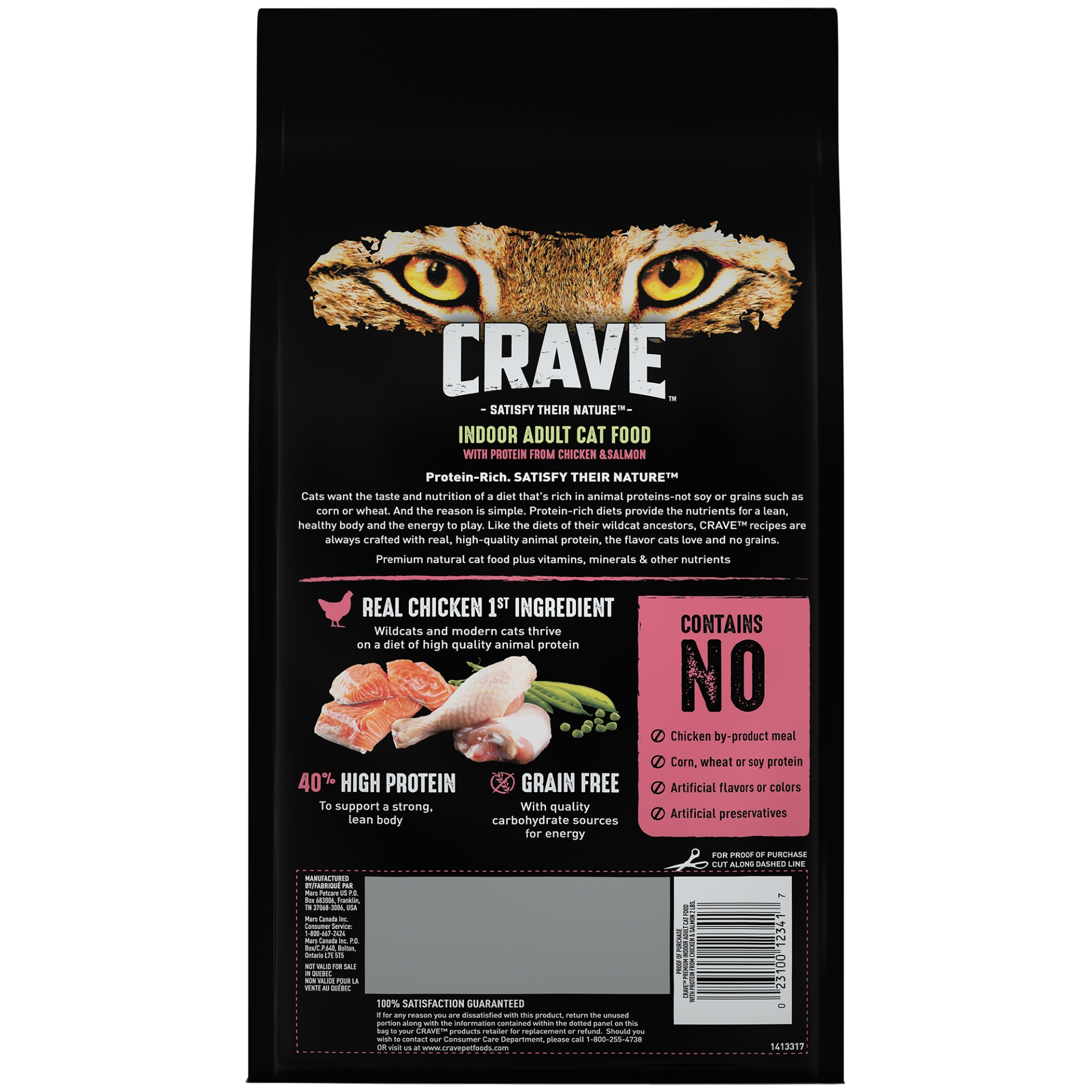 CRAVE Grain Free Indoor Adult High Protein Natural Dry Cat Food with ...