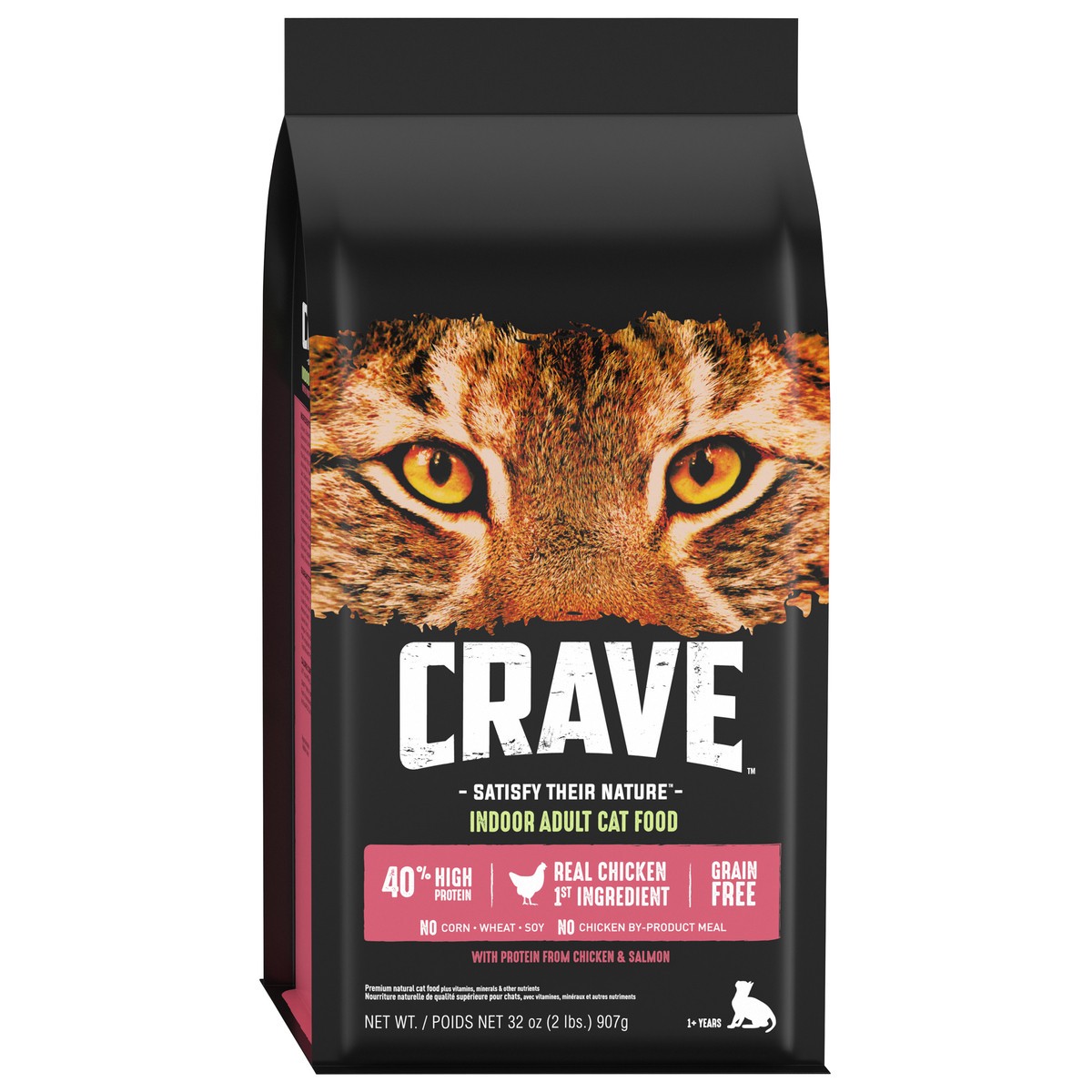 slide 3 of 9, CRAVE 1+ Years with Protein from Chicken & Salmon Cat Food 32 oz, 32 oz