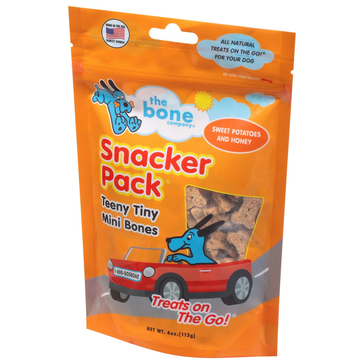 slide 9 of 9, The Bone Company Snacker Pack Treats On The Go Teeny Tiny Mini Bones Sweet Potatoes and Honey Dog Treats 4 oz, 4 oz